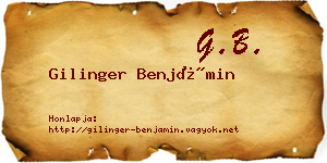 Gilinger Benjámin névjegykártya